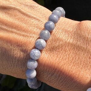 Handmade AAA 7.5-8mm Tanzanite Smooth Round Beaded Bracelet Rare Boho